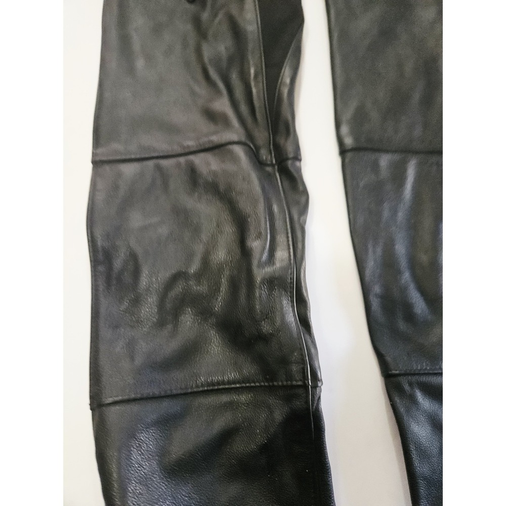Vintage Harley Davidson Women's Black Leather Motorcycle Riding Chaps Size Small - Picture 4 of 13